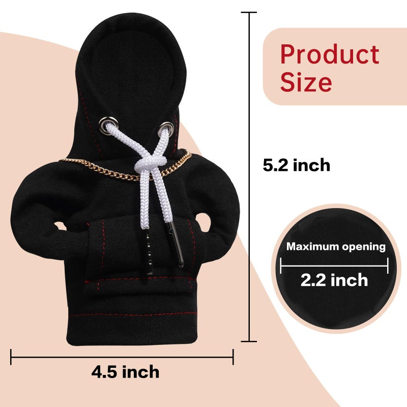 Yajeea Car Gear Shift Hoodie  Funny Mini Hoodie Car Decor  Winter Warm Universal Fit Shift Knob Cover  Automotive Interior Decoration Accessories Gift (Black) - Image 2